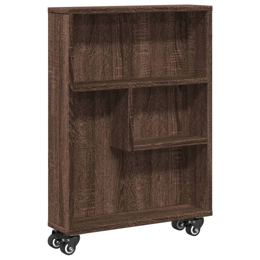 Opbergtrolley smal 48x13x68 cm bewerkt hout bruin eikenkleurig is nu te koop bij PeponiXL, paradijselijk wonen!