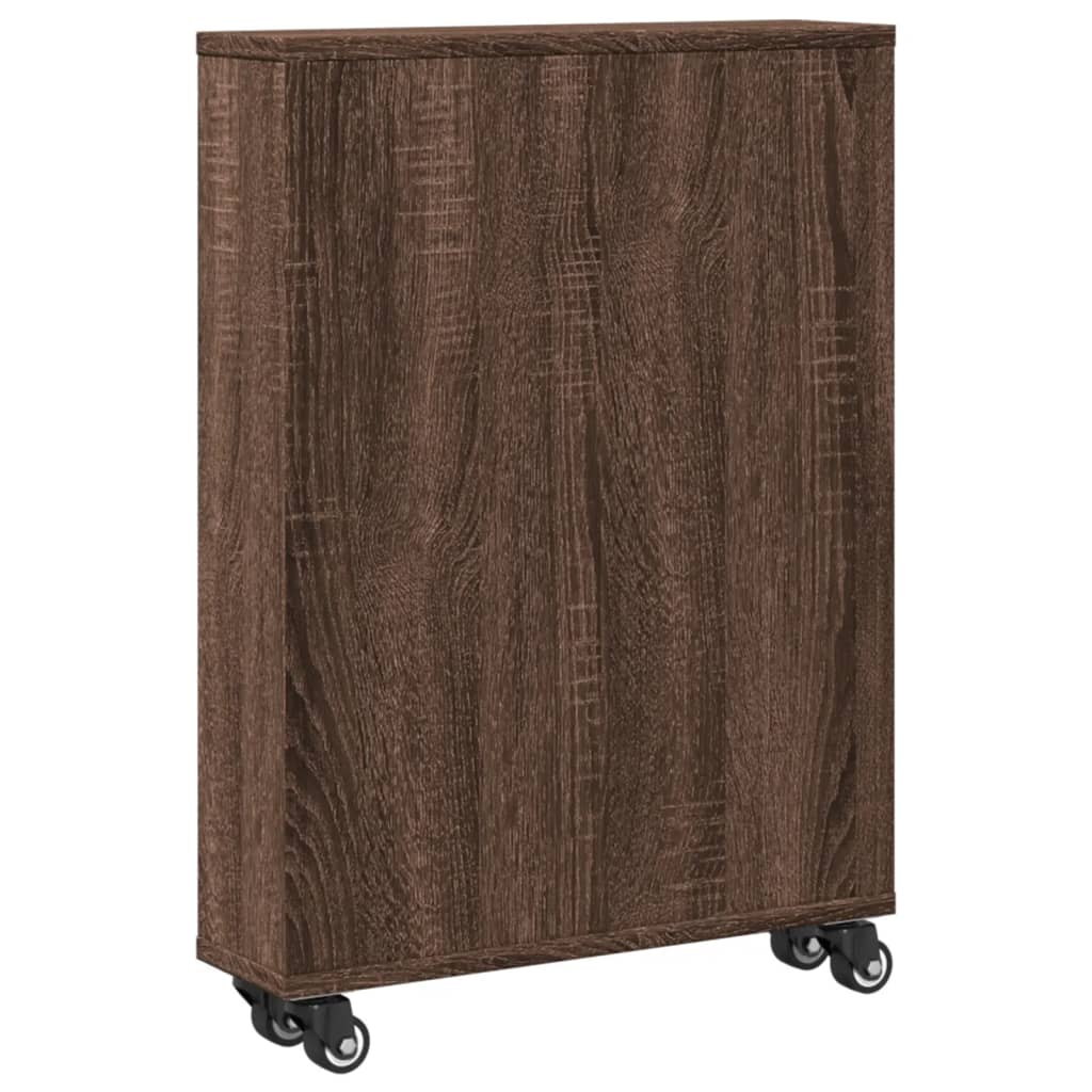 Opbergtrolley smal 48x13x68 cm bewerkt hout bruin eikenkleurig is nu te koop bij PeponiXL, paradijselijk wonen!