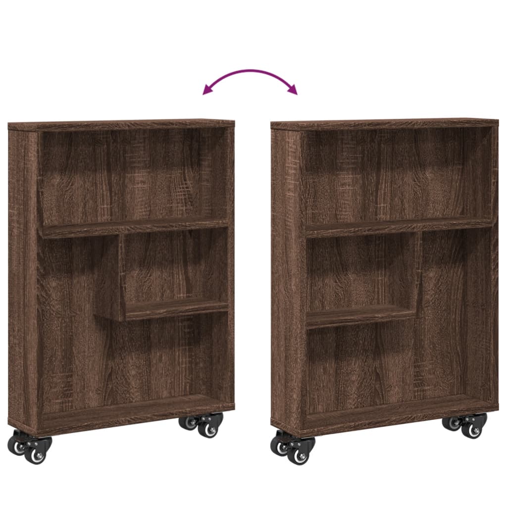Opbergtrolley smal 48x13x68 cm bewerkt hout bruin eikenkleurig is nu te koop bij PeponiXL, paradijselijk wonen!