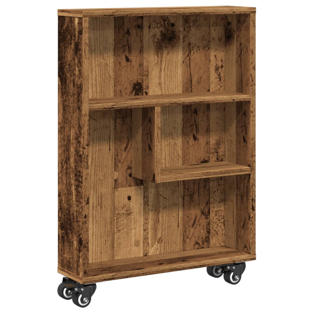 Opbergtrolley smal 48x13x68 cm bewerkt hout oud houtkleurig is nu te koop bij PeponiXL, paradijselijk wonen!