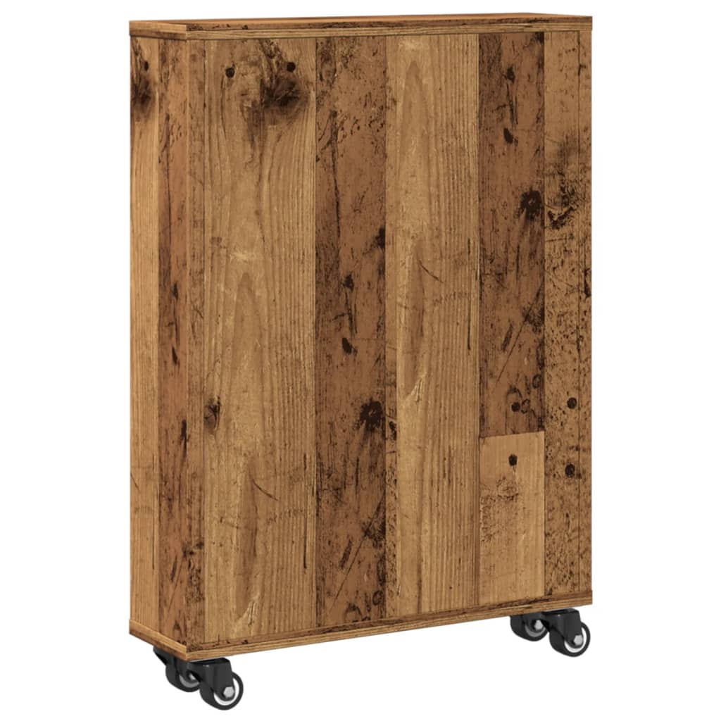 Opbergtrolley smal 48x13x68 cm bewerkt hout oud houtkleurig is nu te koop bij PeponiXL, paradijselijk wonen!