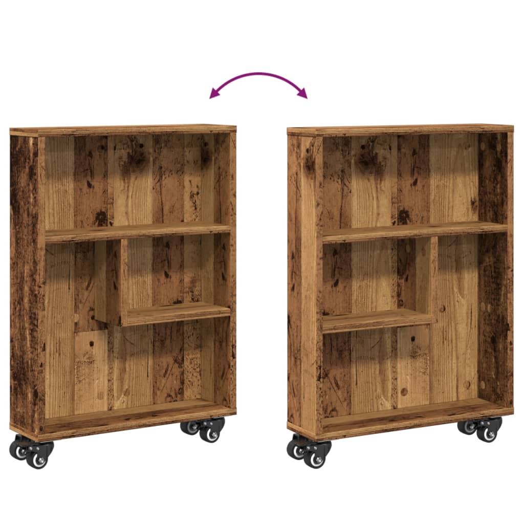 Opbergtrolley smal 48x13x68 cm bewerkt hout oud houtkleurig is nu te koop bij PeponiXL, paradijselijk wonen!