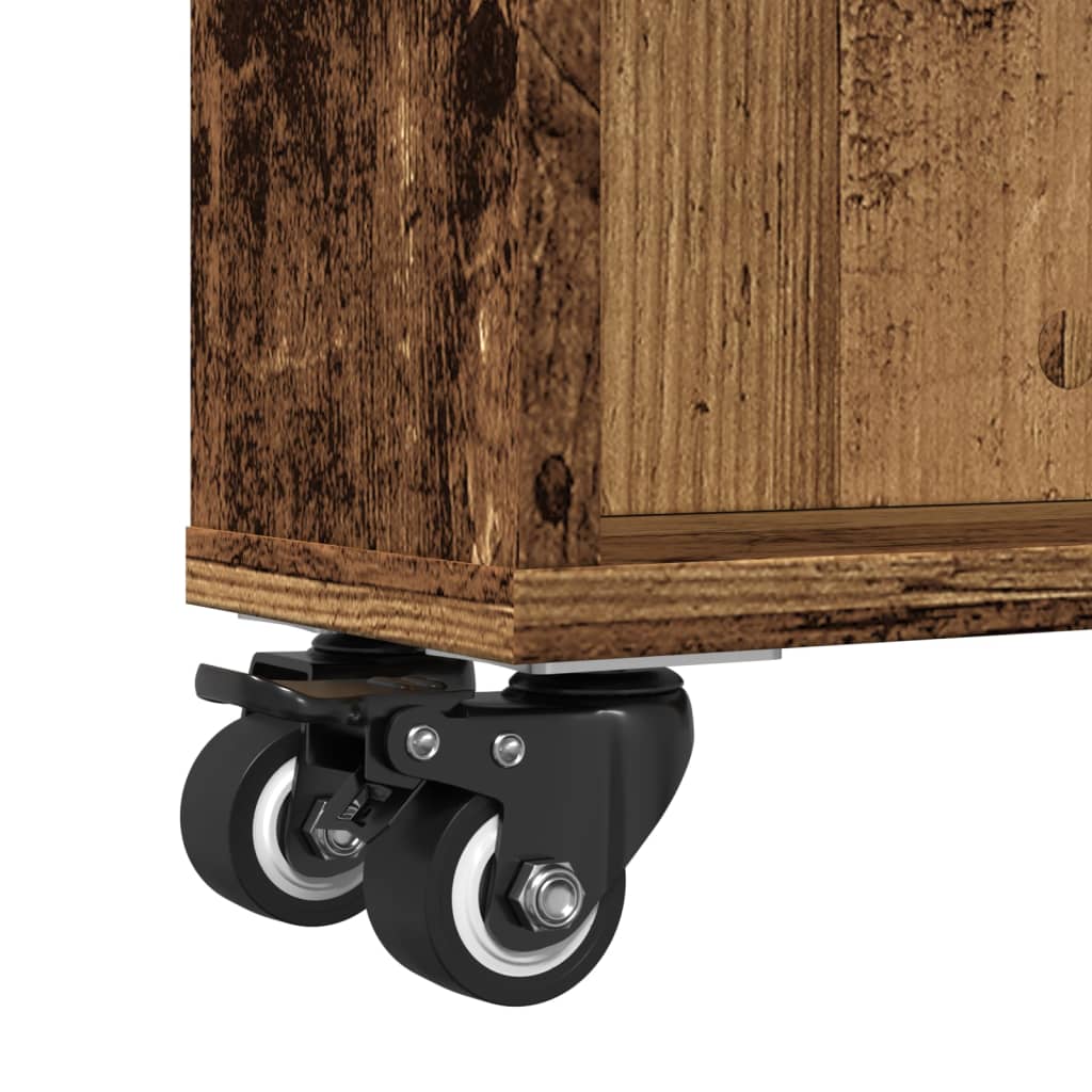 Opbergtrolley smal 48x13x68 cm bewerkt hout oud houtkleurig is nu te koop bij PeponiXL, paradijselijk wonen!