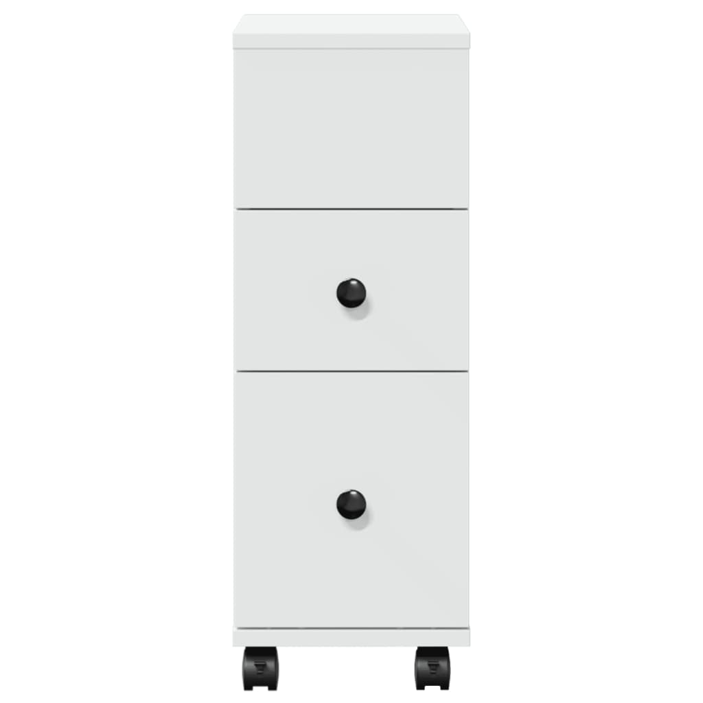 Badkamerkast smal met wielen bewerkt hout wit is nu te koop bij PeponiXL, paradijselijk wonen!