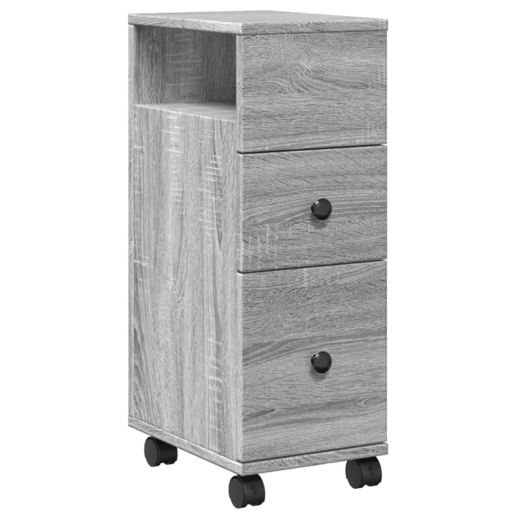 Badkamerkast smal met wielen bewerkt hout grijs sonoma eiken is nu te koop bij PeponiXL, paradijselijk wonen!