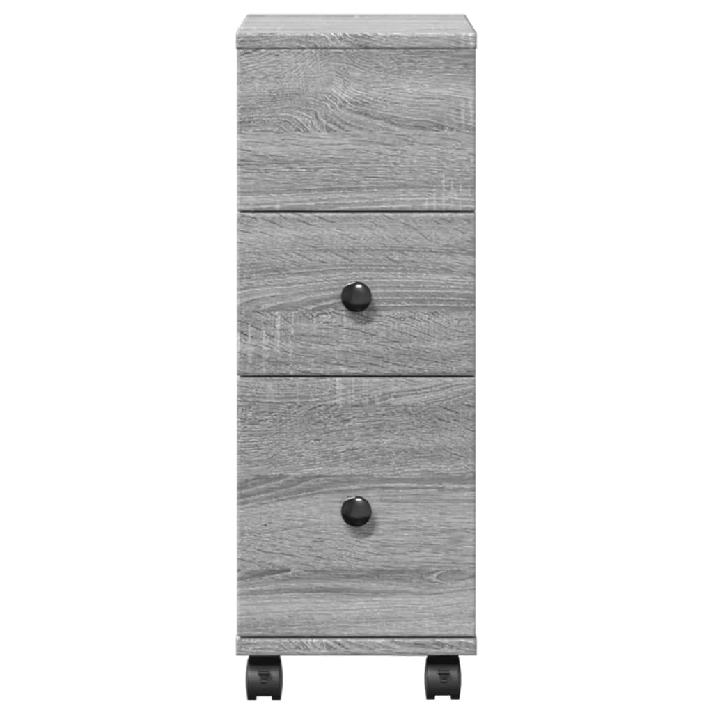 Badkamerkast smal met wielen bewerkt hout grijs sonoma eiken is nu te koop bij PeponiXL, paradijselijk wonen!