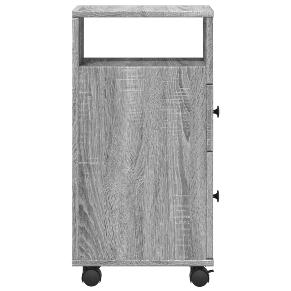 Badkamerkast smal met wielen bewerkt hout grijs sonoma eiken is nu te koop bij PeponiXL, paradijselijk wonen!