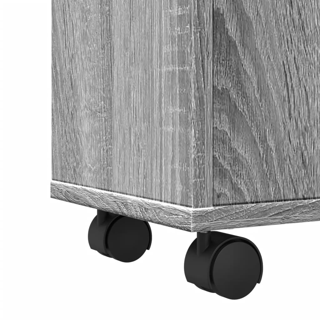 Badkamerkast smal met wielen bewerkt hout grijs sonoma eiken is nu te koop bij PeponiXL, paradijselijk wonen!