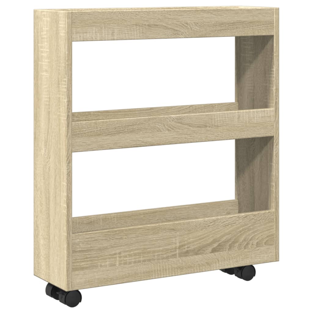 Opbergtrolley smal 3-laags bewerkt hout sonoma eikenkleurig is nu te koop bij PeponiXL, paradijselijk wonen!