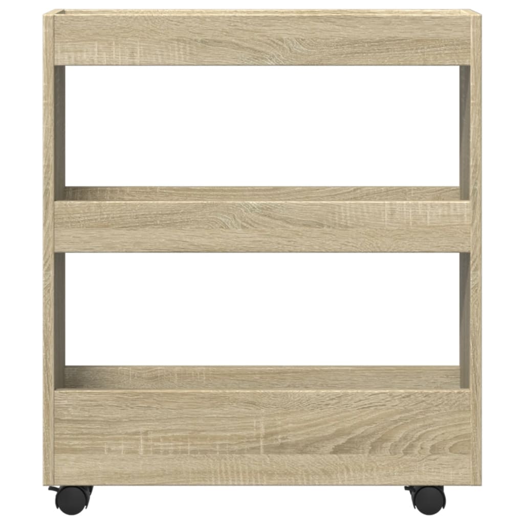 Opbergtrolley smal 3-laags bewerkt hout sonoma eikenkleurig is nu te koop bij PeponiXL, paradijselijk wonen!