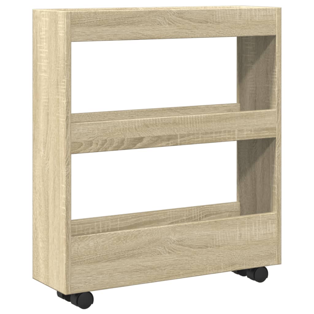 Opbergtrolley smal 3-laags bewerkt hout sonoma eikenkleurig is nu te koop bij PeponiXL, paradijselijk wonen!