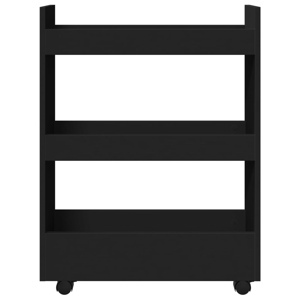 Opbergtrolley smal 3-laags bewerkt hout zwart is nu te koop bij PeponiXL, paradijselijk wonen!
