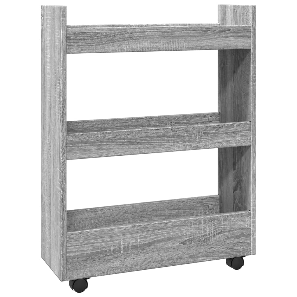 Opbergtrolley smal 3-laags bewerkt hout grijs sonoma eiken is nu te koop bij PeponiXL, paradijselijk wonen!