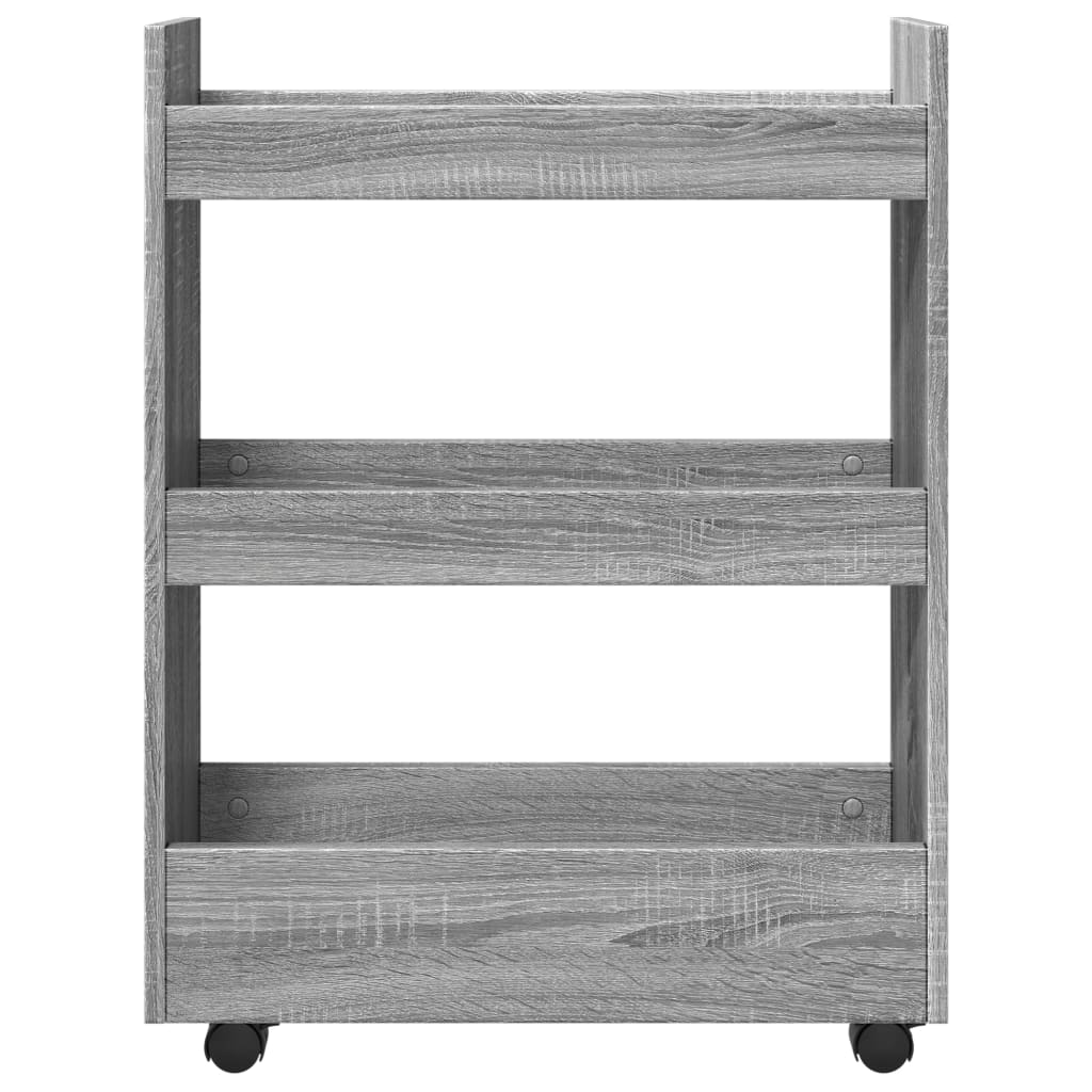 Opbergtrolley smal 3-laags bewerkt hout grijs sonoma eiken is nu te koop bij PeponiXL, paradijselijk wonen!