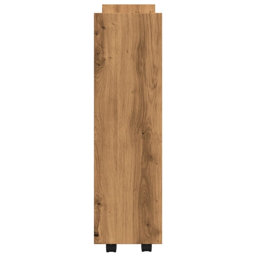 Opbergtrolley smal 3-laags bewerkt hout artisanaal eikenkleurig is nu te koop bij PeponiXL, paradijselijk wonen!