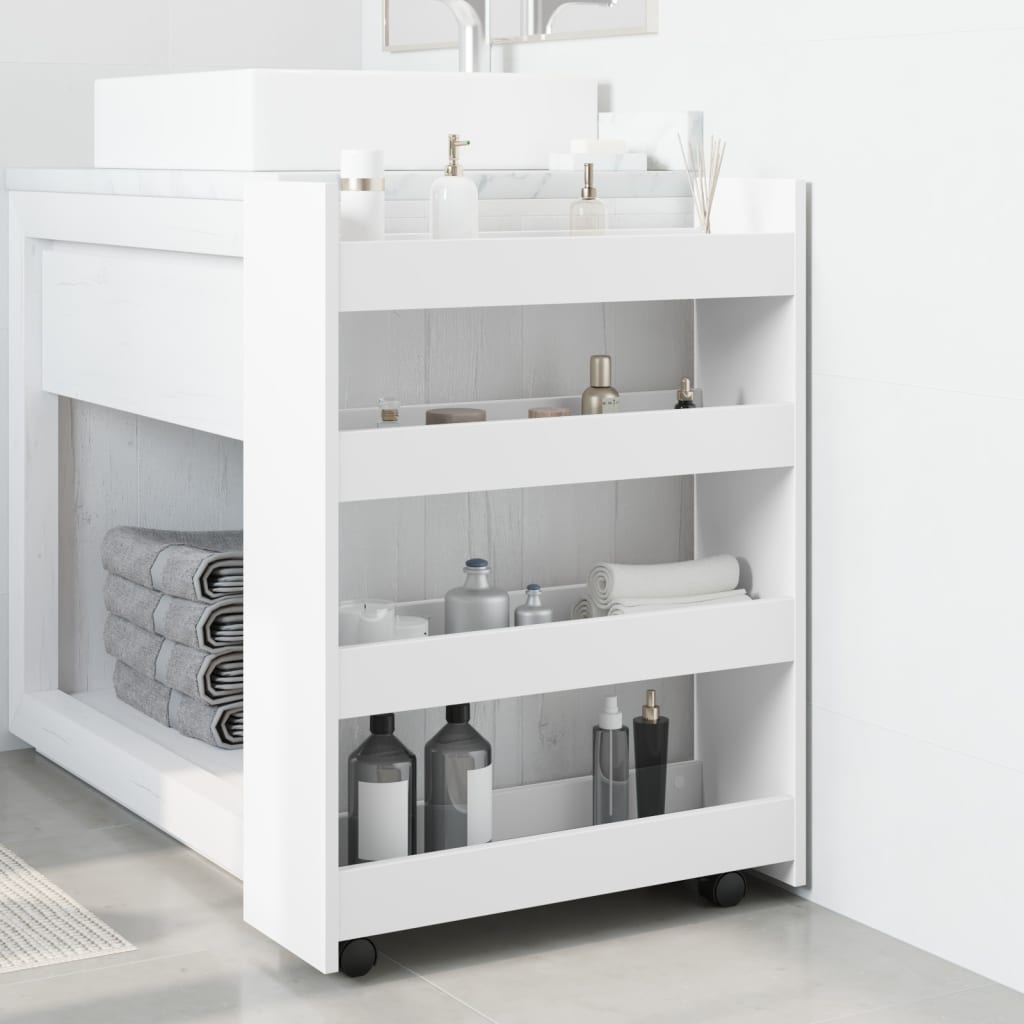 Smalle opbergtrolley met 4 lagen, wit bewerkt hout is nu te koop bij PeponiXL, paradijselijk wonen!