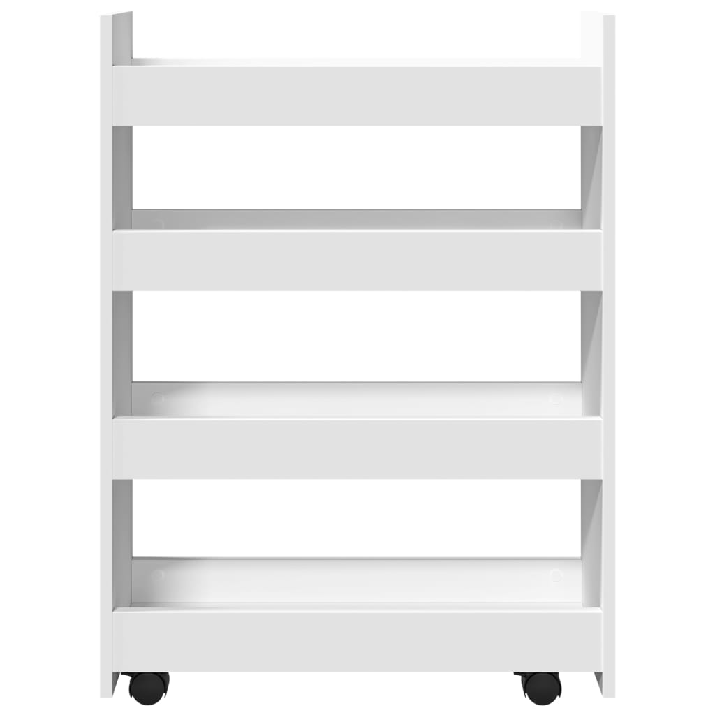 Smalle opbergtrolley met 4 lagen, wit bewerkt hout is nu te koop bij PeponiXL, paradijselijk wonen!