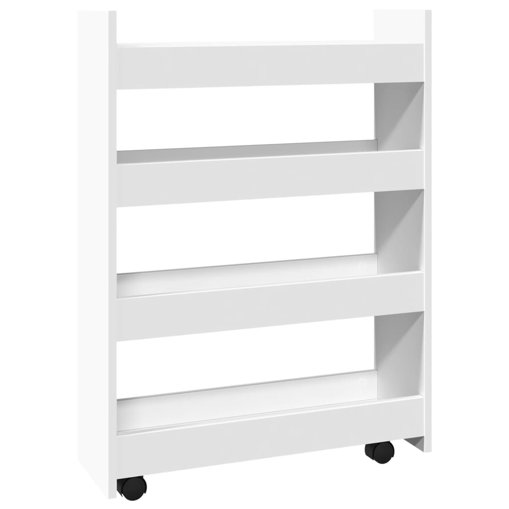 Smalle opbergtrolley met 4 lagen, wit bewerkt hout is nu te koop bij PeponiXL, paradijselijk wonen!