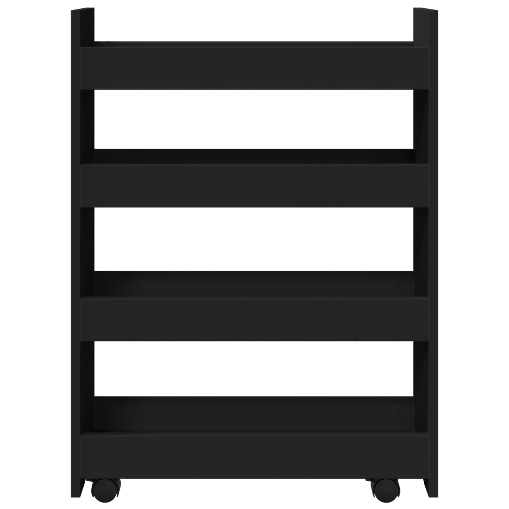 Opbergtrolley smal 4-laags bewerkt hout zwart is nu te koop bij PeponiXL, paradijselijk wonen!