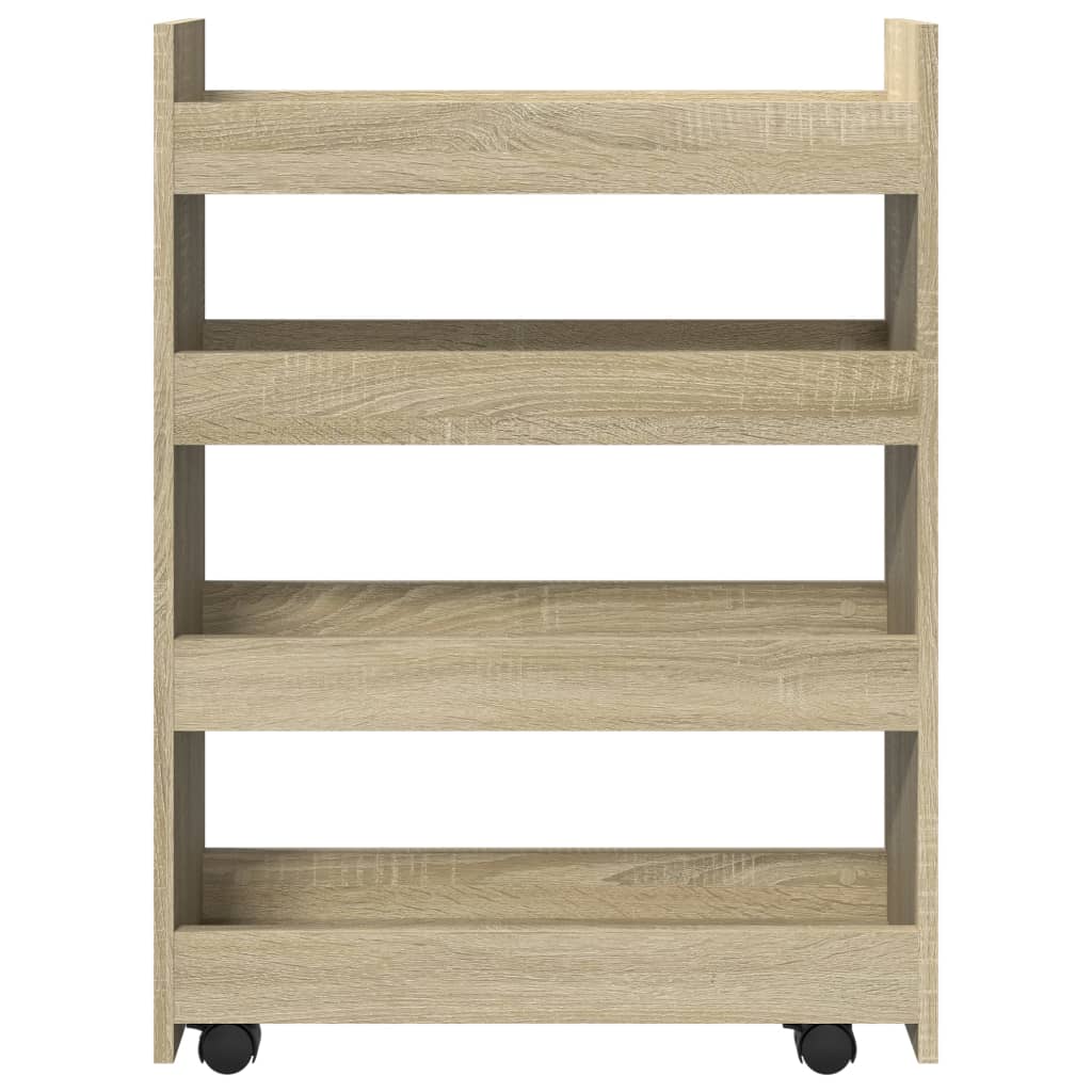 Opbergtrolley smal 4-laags bewerkt hout sonoma eikenkleurig is nu te koop bij PeponiXL, paradijselijk wonen!