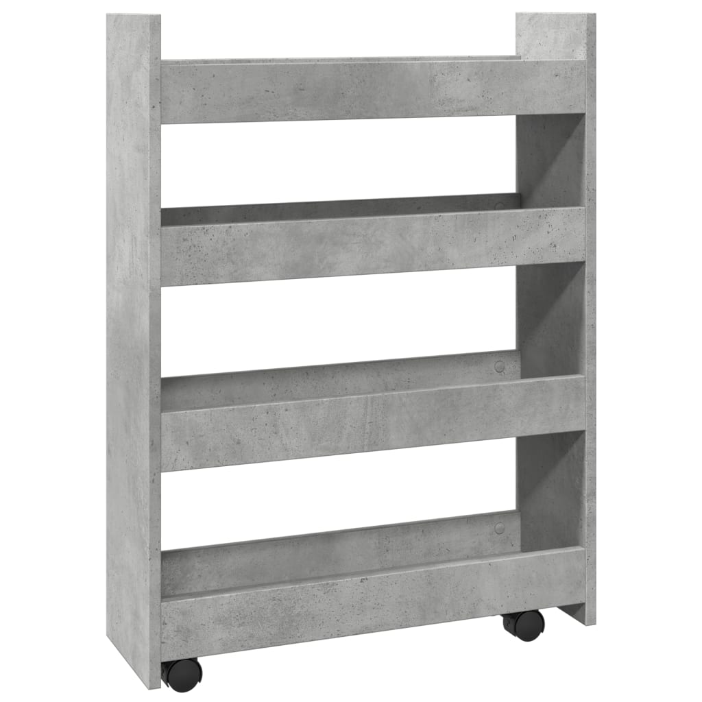 Opbergtrolley smal 4-laags bewerkt hout betongrijs is nu te koop bij PeponiXL, paradijselijk wonen!