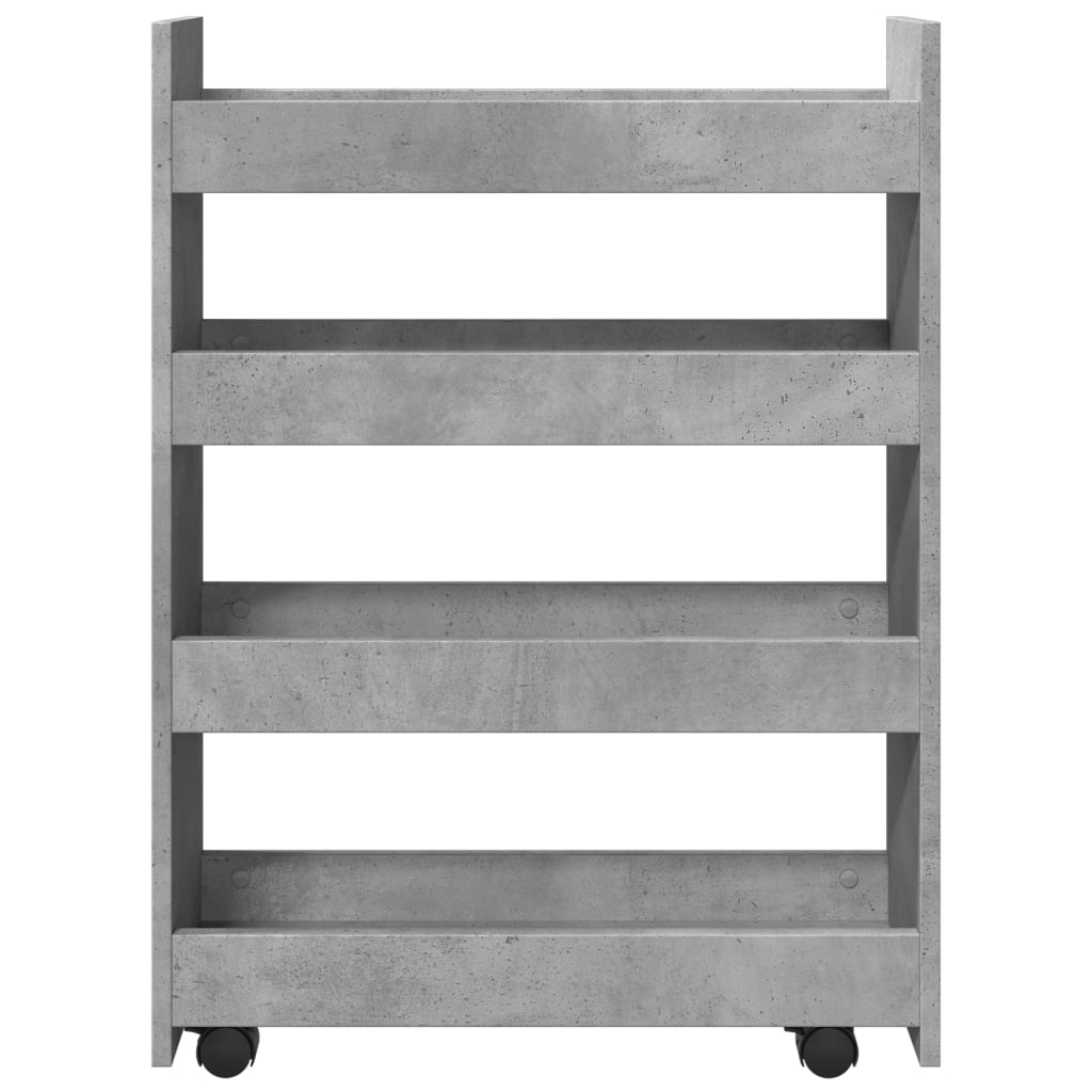 Opbergtrolley smal 4-laags bewerkt hout betongrijs is nu te koop bij PeponiXL, paradijselijk wonen!