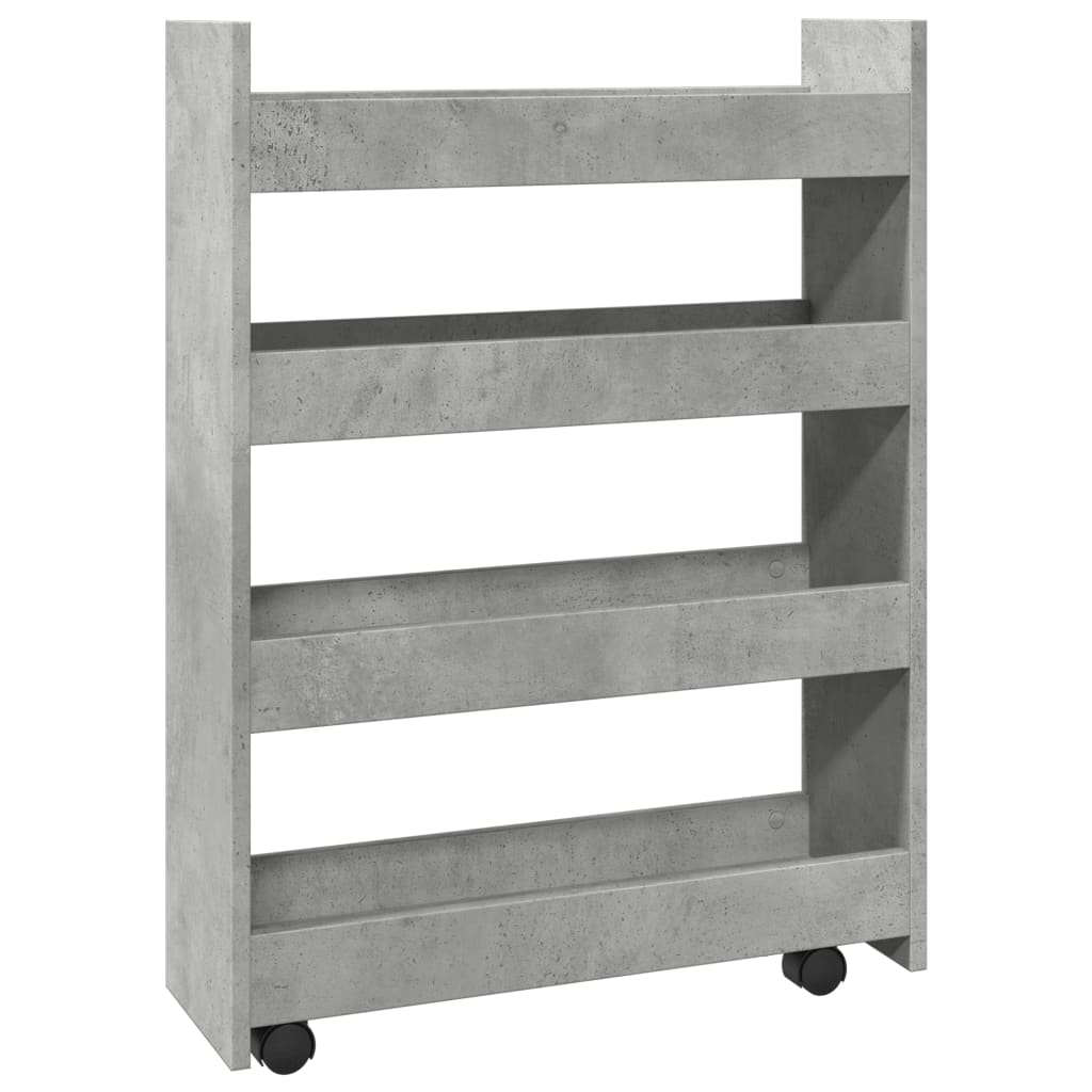 Opbergtrolley smal 4-laags bewerkt hout betongrijs is nu te koop bij PeponiXL, paradijselijk wonen!