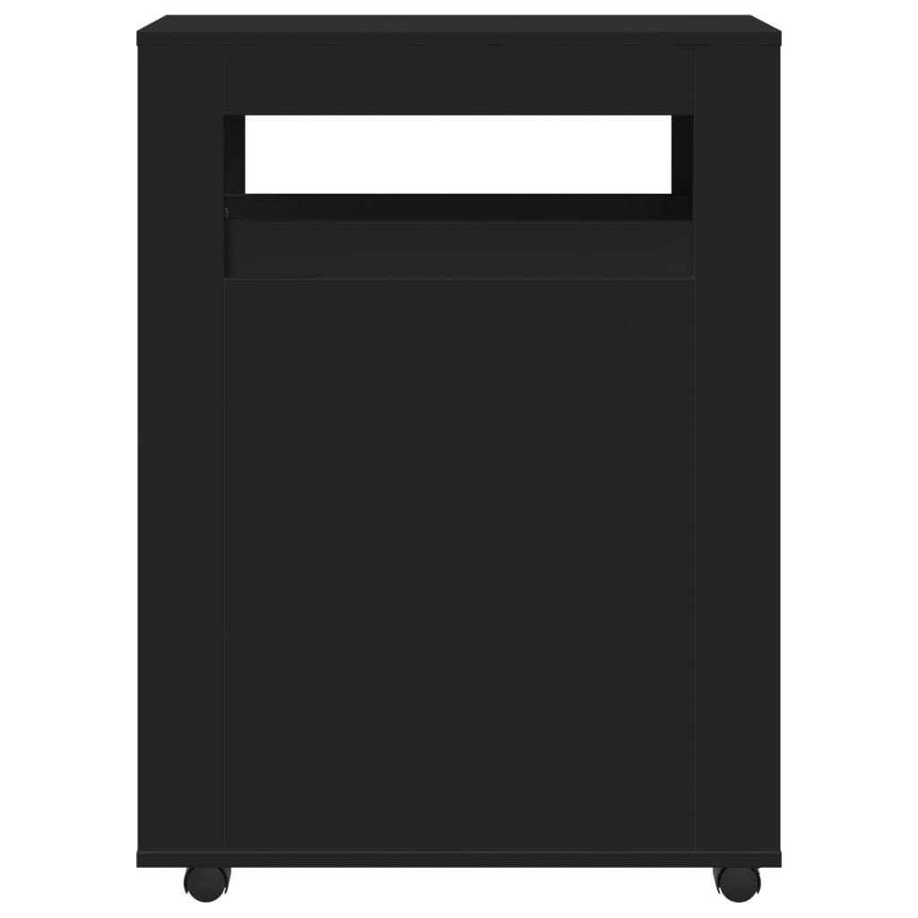 Badkamerkast smal met wielen bewerkt hout zwart is nu te koop bij PeponiXL, paradijselijk wonen!