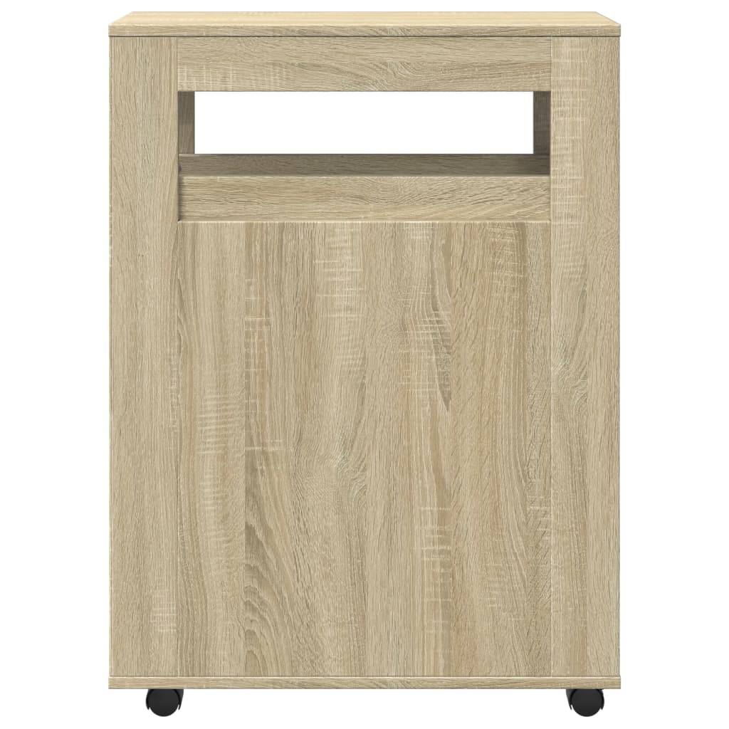 Badkamerkast smal met wielen bewerkt hout sonoma eikenkleurig is nu te koop bij PeponiXL, paradijselijk wonen!