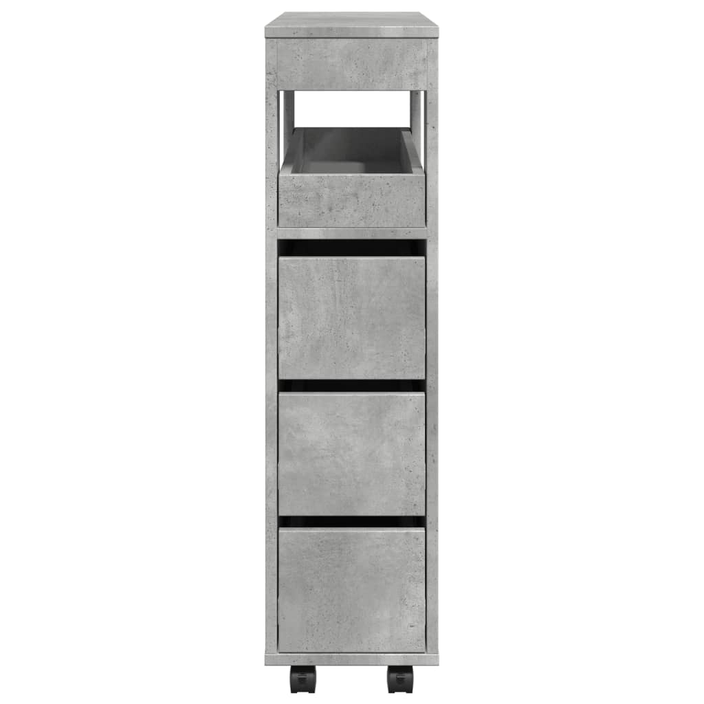 Badkamerkast smal met wielen bewerkt hout betongrijs is nu te koop bij PeponiXL, paradijselijk wonen!