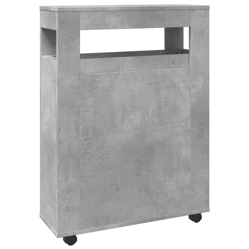 Badkamerkast smal met wielen bewerkt hout betongrijs is nu te koop bij PeponiXL, paradijselijk wonen!