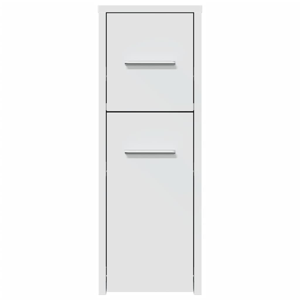 Badkamerkast smal met wielen bewerkt hout wit is nu te koop bij PeponiXL, paradijselijk wonen!