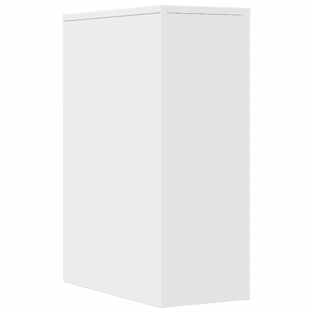 Badkamerkast smal met wielen bewerkt hout wit is nu te koop bij PeponiXL, paradijselijk wonen!