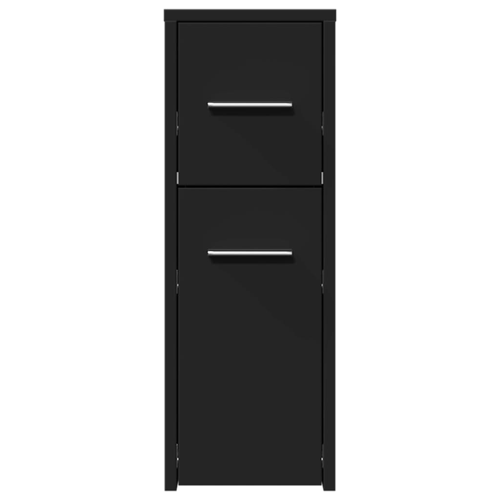 Badkamerkast smal met wielen bewerkt hout zwart is nu te koop bij PeponiXL, paradijselijk wonen!