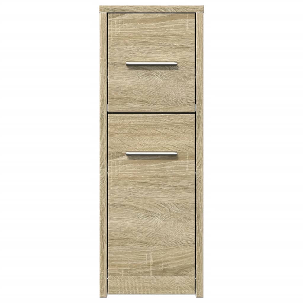 Badkamerkast smal met wielen bewerkt hout sonoma eikenkleurig is nu te koop bij PeponiXL, paradijselijk wonen!