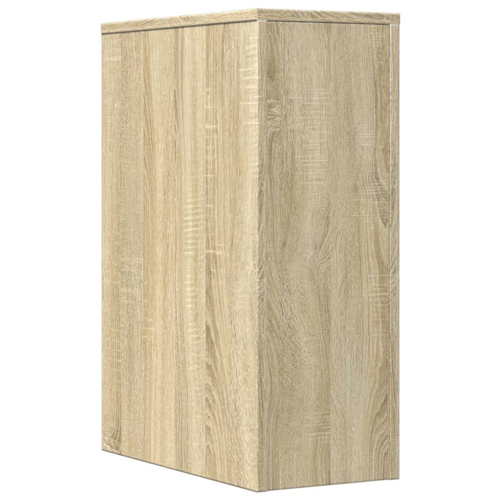 Badkamerkast smal met wielen bewerkt hout sonoma eikenkleurig is nu te koop bij PeponiXL, paradijselijk wonen!