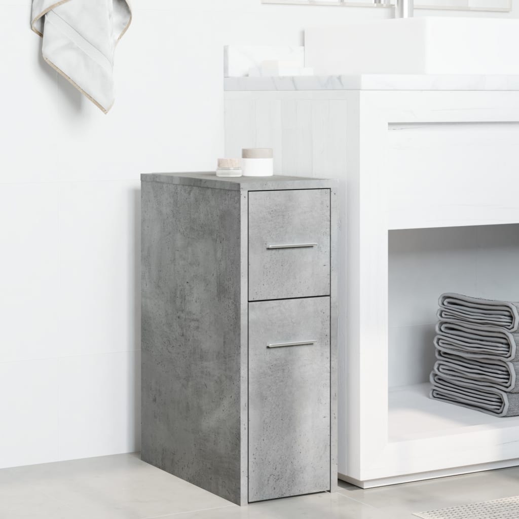 Badkamerkast smal met wielen bewerkt hout betongrijs is nu te koop bij PeponiXL, paradijselijk wonen!