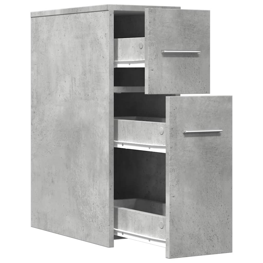 Badkamerkast smal met wielen bewerkt hout betongrijs is nu te koop bij PeponiXL, paradijselijk wonen!