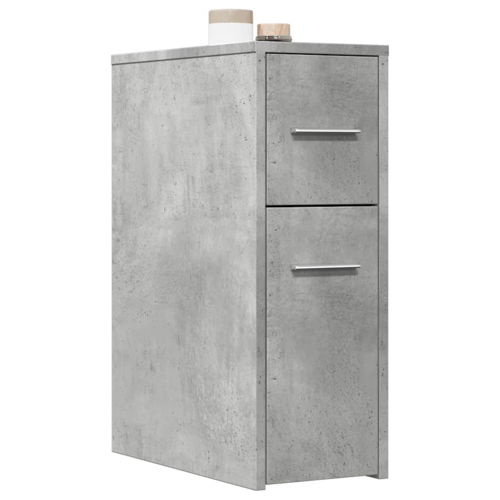Badkamerkast smal met wielen bewerkt hout betongrijs is nu te koop bij PeponiXL, paradijselijk wonen!