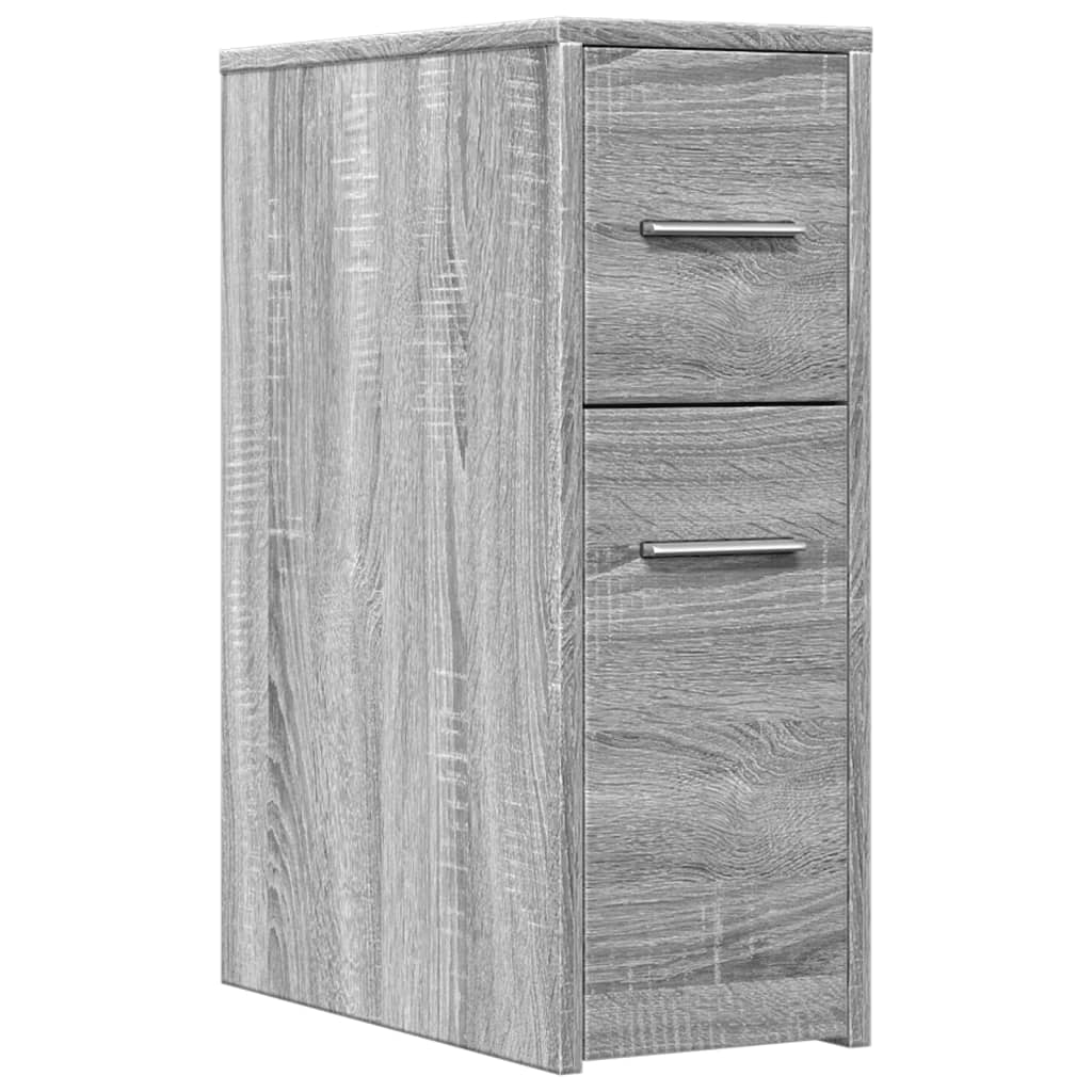 Badkamerkast smal met wielen bewerkt hout grijs sonoma eiken is nu te koop bij PeponiXL, paradijselijk wonen!