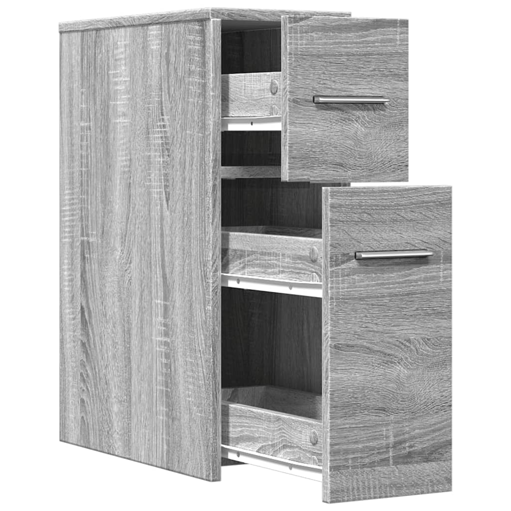 Badkamerkast smal met wielen bewerkt hout grijs sonoma eiken is nu te koop bij PeponiXL, paradijselijk wonen!