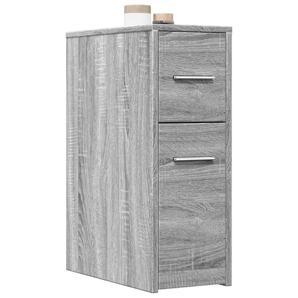 Badkamerkast smal met wielen bewerkt hout grijs sonoma eiken is nu te koop bij PeponiXL, paradijselijk wonen!