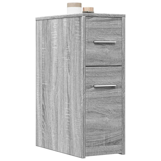 Badkamerkast smal met wielen bewerkt hout grijs sonoma eiken is nu te koop bij PeponiXL, paradijselijk wonen!