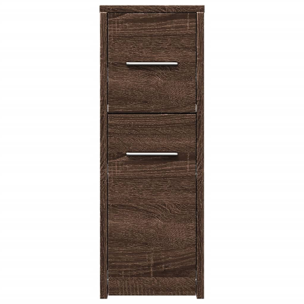 Badkamerkast smal met wielen bewerkt hout bruin eikenkleurig is nu te koop bij PeponiXL, paradijselijk wonen!