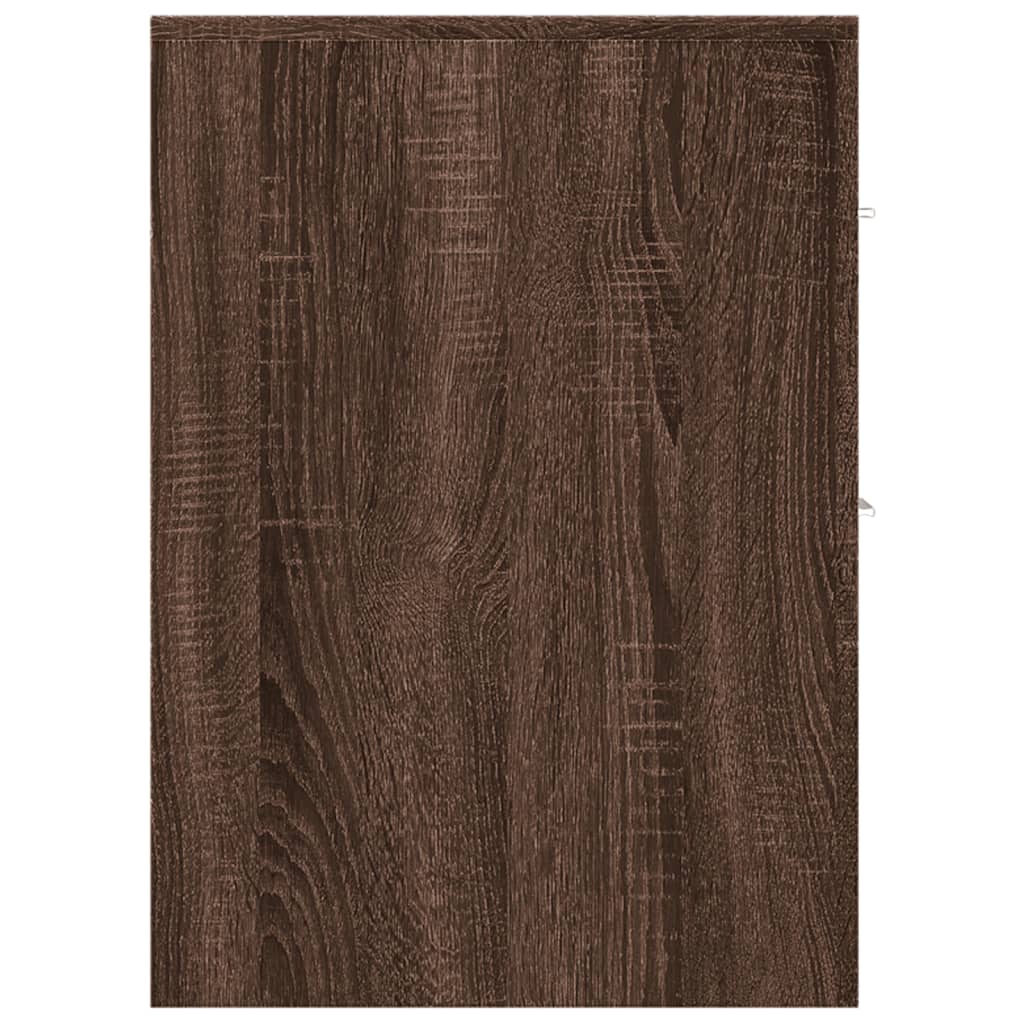Badkamerkast smal met wielen bewerkt hout bruin eikenkleurig is nu te koop bij PeponiXL, paradijselijk wonen!