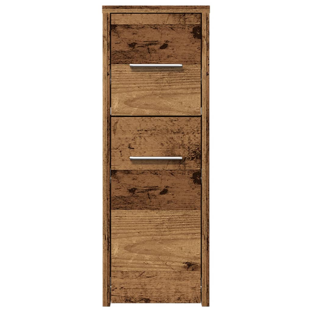 Badkamerkast smal met wielen bewerkt hout oud houtkleurig is nu te koop bij PeponiXL, paradijselijk wonen!