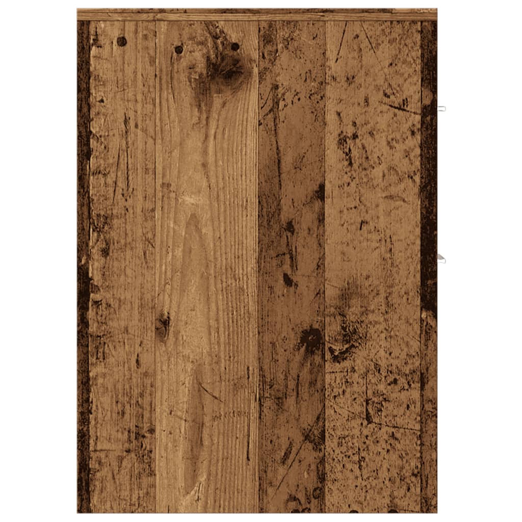 Badkamerkast smal met wielen bewerkt hout oud houtkleurig is nu te koop bij PeponiXL, paradijselijk wonen!