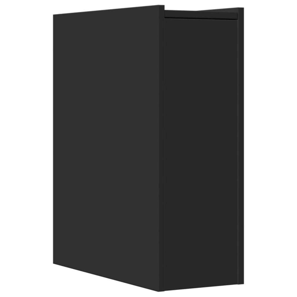 Badkamerkast smal met wielen bewerkt hout zwart is nu te koop bij PeponiXL, paradijselijk wonen!