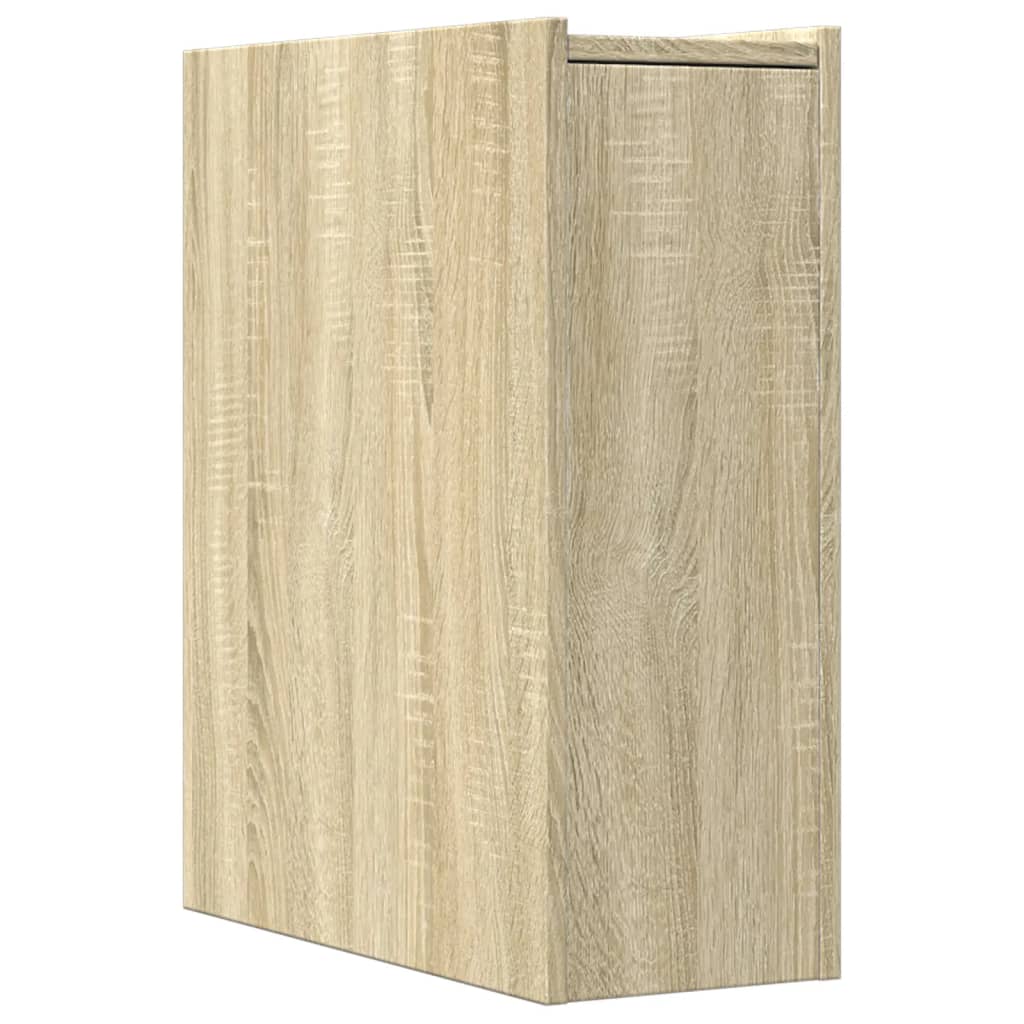 Badkamerkast smal met wielen bewerkt hout sonoma eikenkleurig is nu te koop bij PeponiXL, paradijselijk wonen!