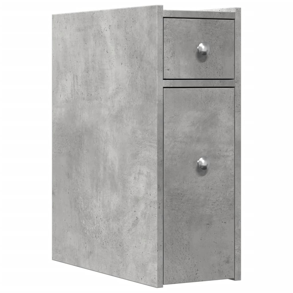 Badkamerkast smal met wielen bewerkt hout betongrijs is nu te koop bij PeponiXL, paradijselijk wonen!